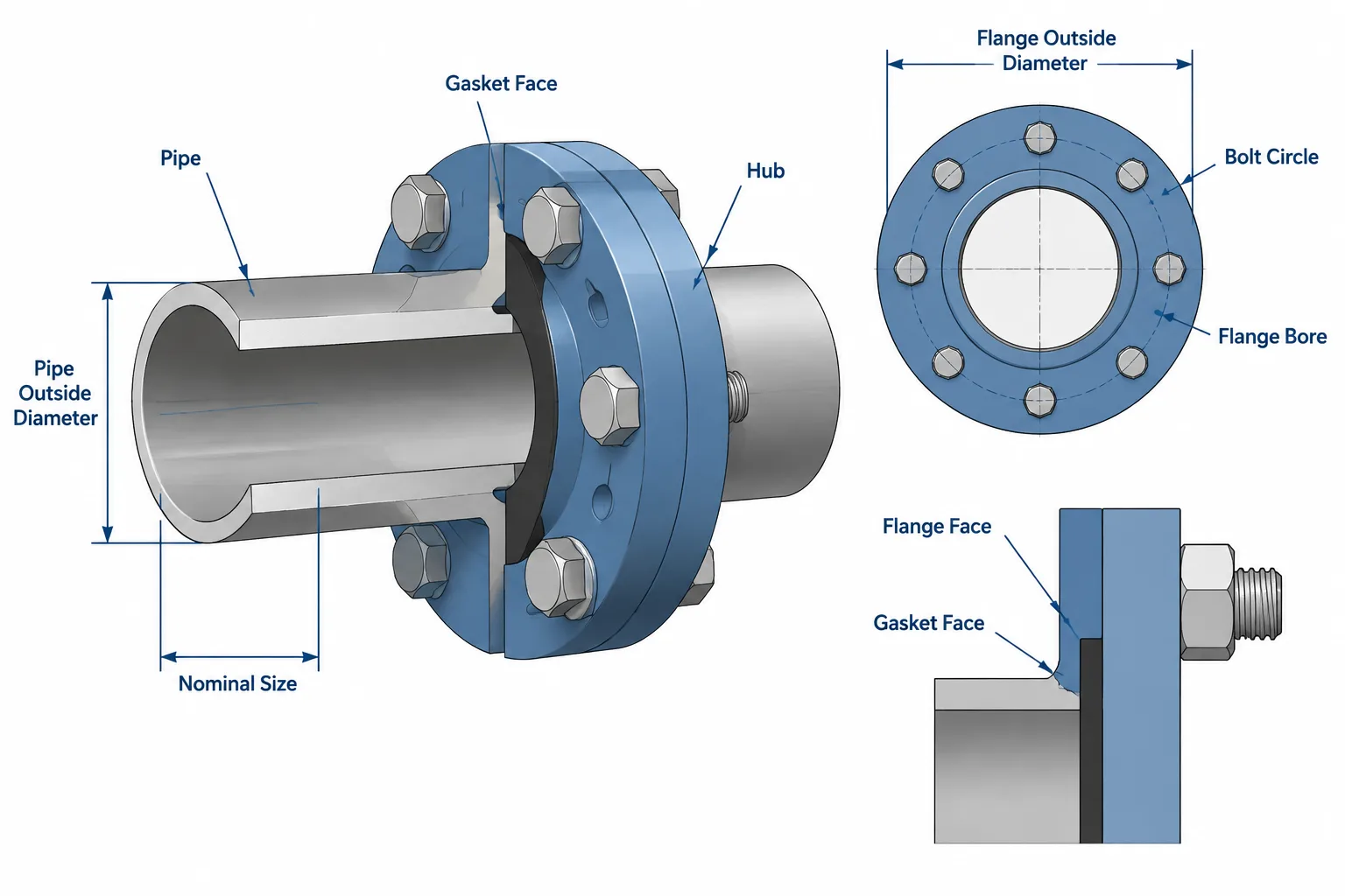 Flange Size vs. Pipe Size: Nominal Size, Bore, Outside Diameter, and Bolt Pattern Explained