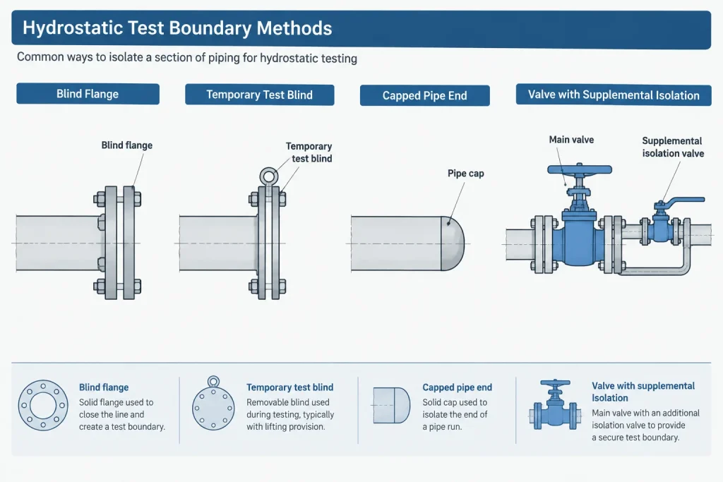 Hydrostatic Test Boundaries in Piping CAD: Limits, Isolation, Vents, and Test Packages piping engineering illustration