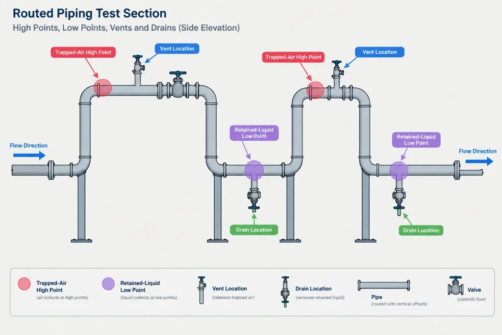 Hydrostatic Test Boundaries in Piping CAD: Limits, Isolation, Vents, and Test Packages piping engineering illustration
