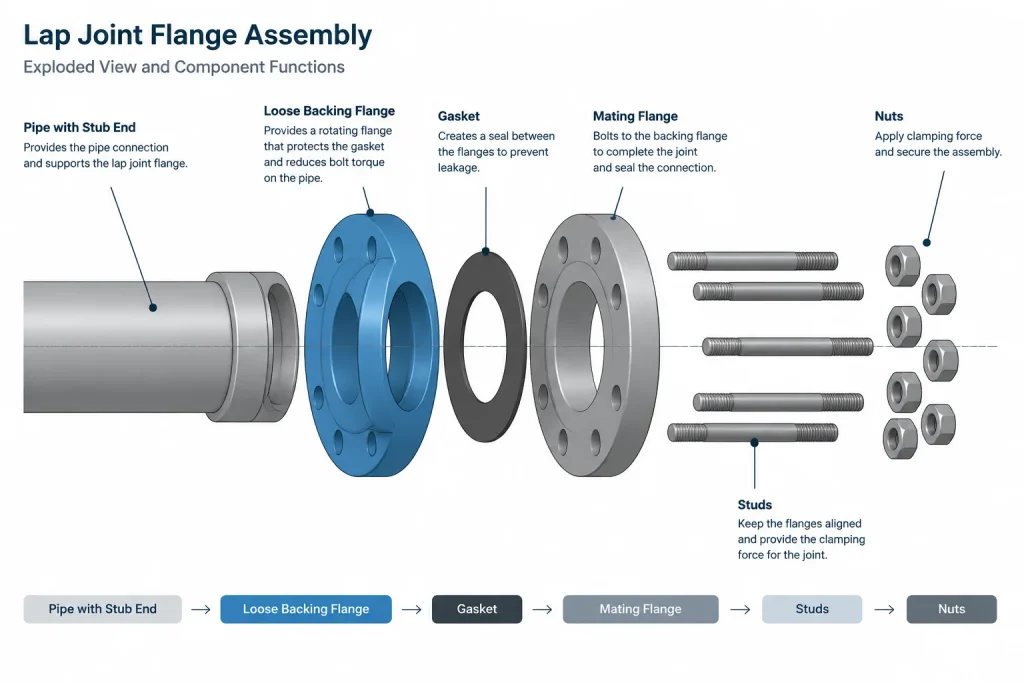 Lap Joint Flanges and Stub Ends in Piping CAD: Assembly, Rotation, and Dimension Control piping engineering illustration