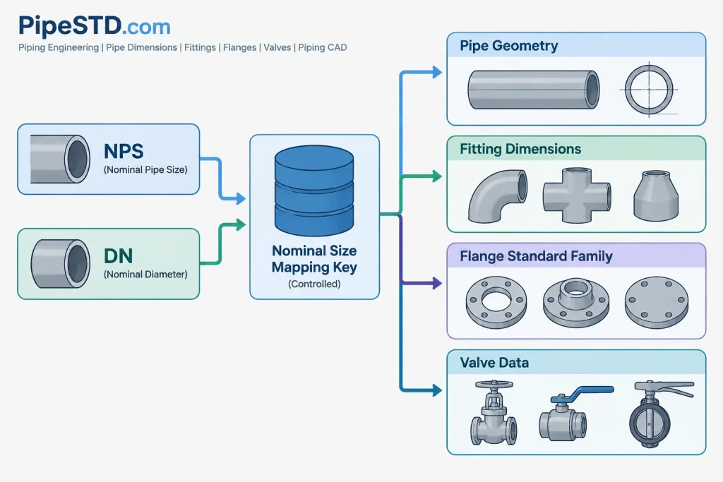 NPS to DN Conversion Is a Mapping, Not a Measurement piping engineering illustration