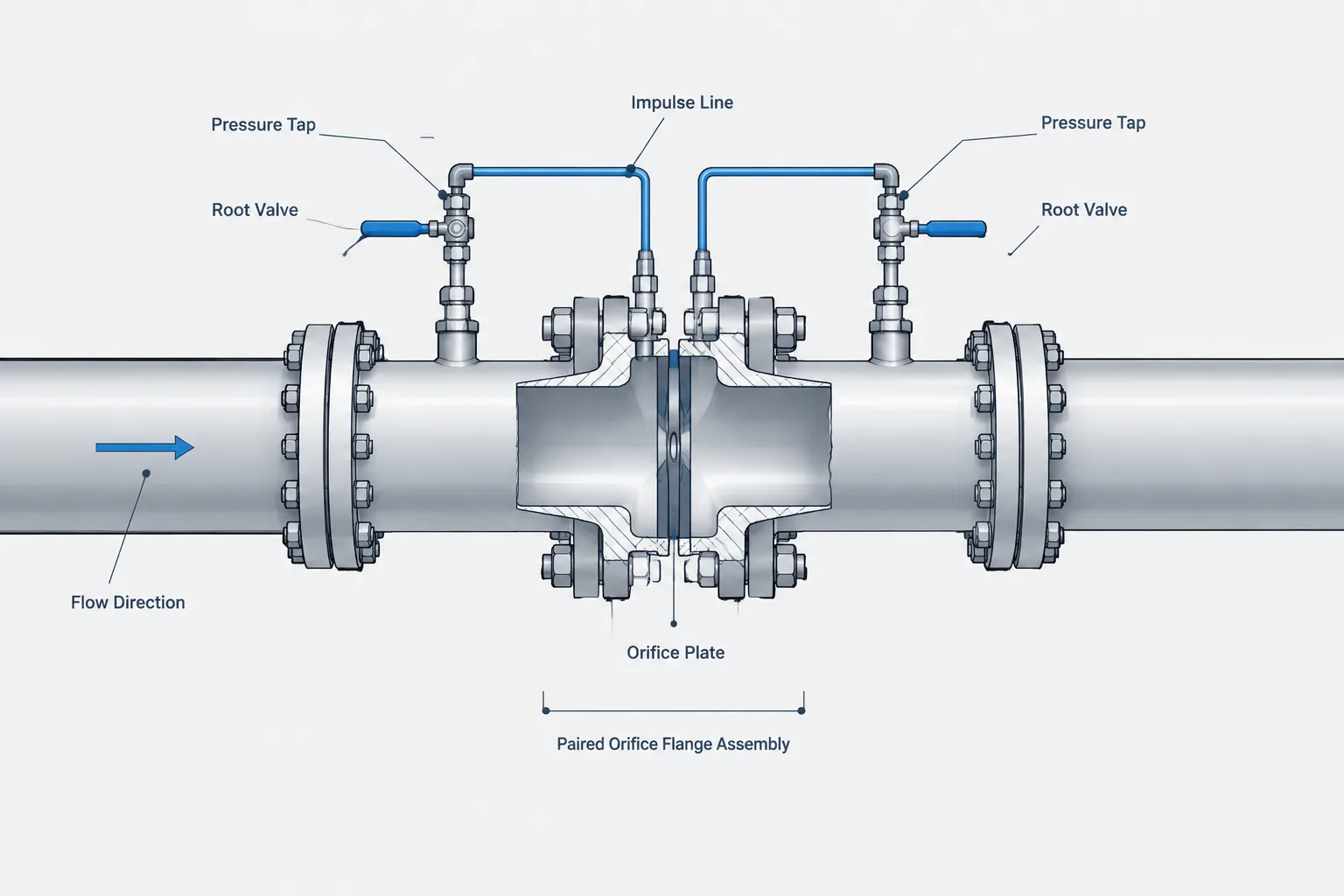 Orifice Flanges in Piping CAD: Pressure Taps, Plate Orientation, and Meter-Run Control
