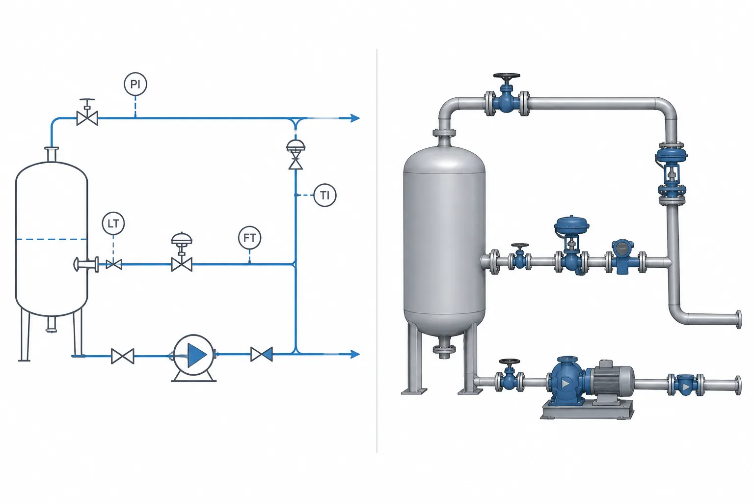 P&ID Symbols vs. 3D Piping Models: Why Functional Diagrams and Physical Geometry Differ