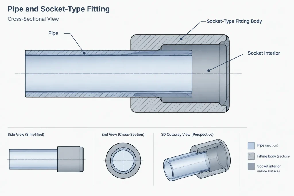 Pipe and Fitting Outside Dimensions in CAD: Why Nominal Size Does Not Define the Envelope piping engineering illustration