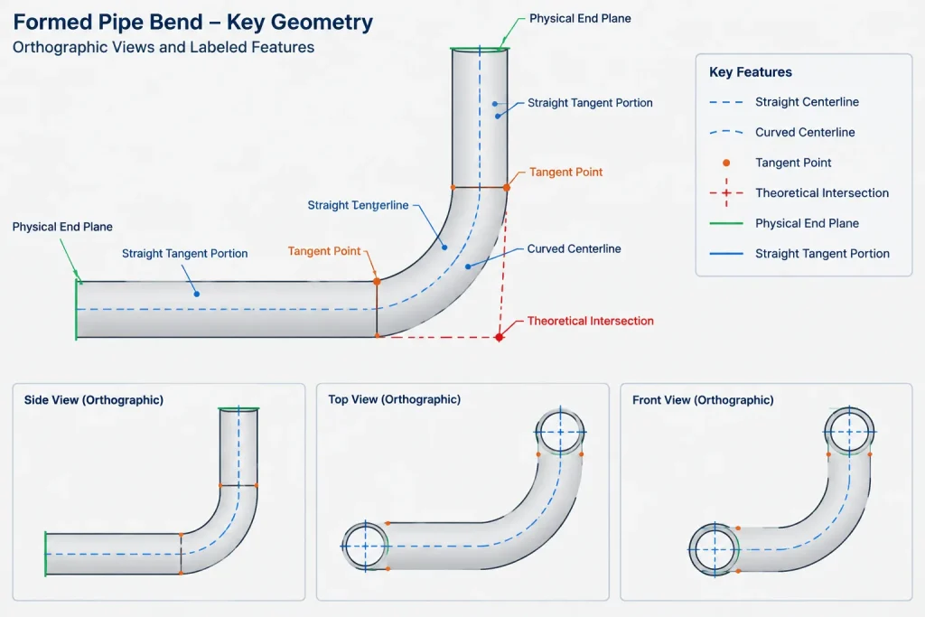 Pipe Bends vs. Elbows in CAD: Geometry, Fabrication, and Documentation piping engineering illustration