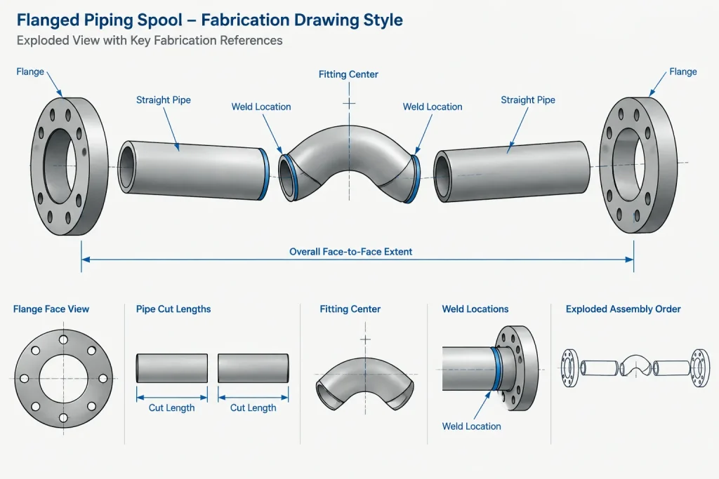 Pipe Length Terminology: Stock Length, Cut Length, Developed Length, and Spool Overall Length piping engineering illustration