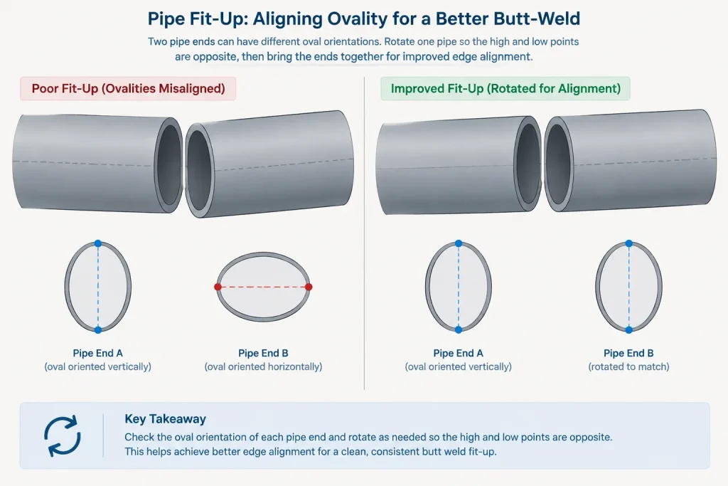 Pipe Ovality and Out-of-Roundness: Measurement, Fit-Up, and CAD Implications piping engineering illustration