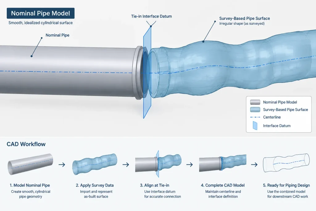Pipe Ovality and Out-of-Roundness: Measurement, Fit-Up, and CAD Implications piping engineering illustration