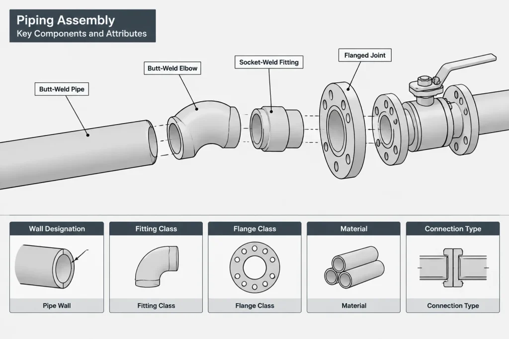 Pipe Schedule, Fitting Class, and Flange Class: Why the Designations Are Not Interchangeable piping engineering illustration