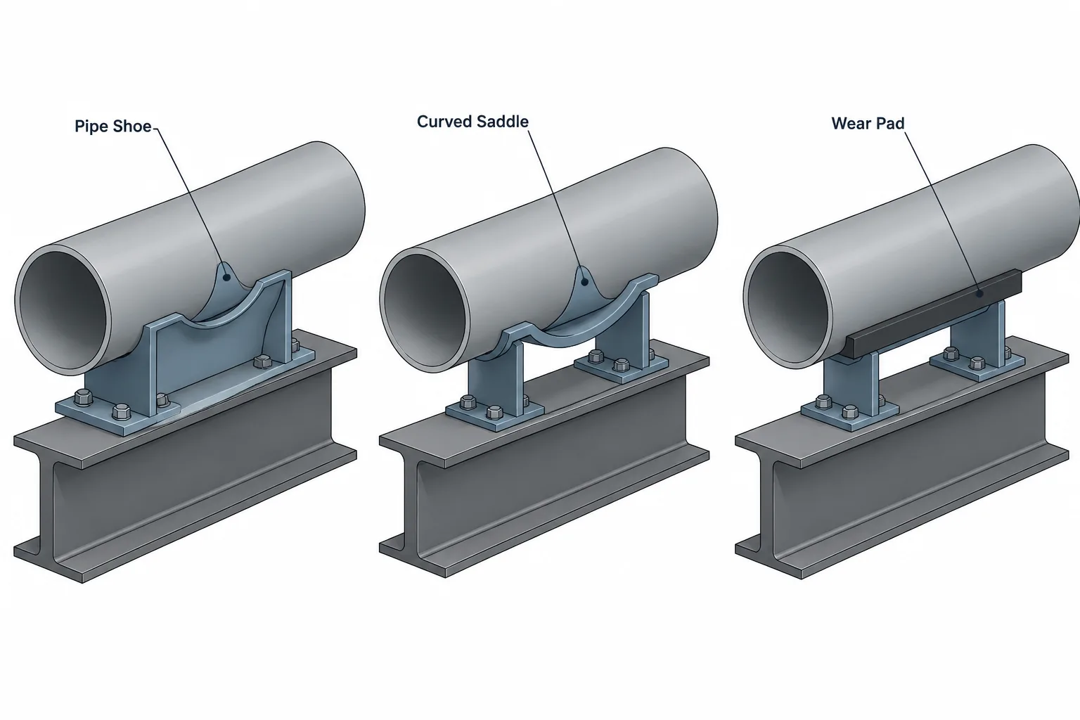 Pipe Shoes, Saddles, and Wear Pads in CAD: Geometry, Load Path, and Documentation