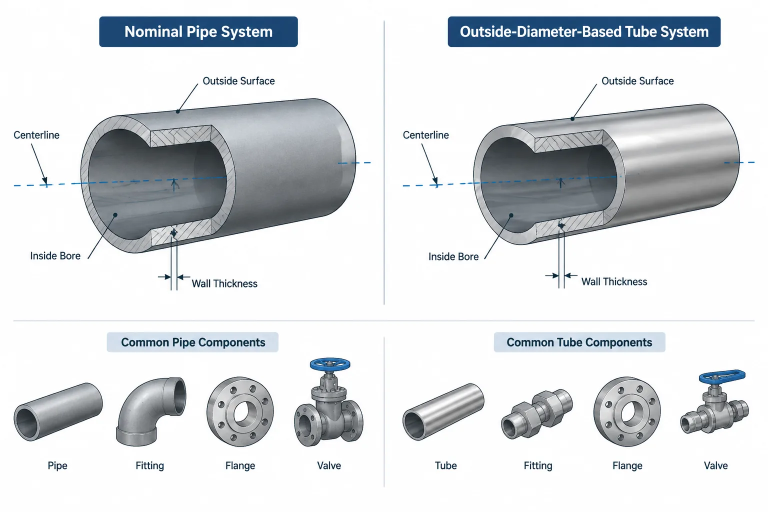 Pipe vs. Tube in Piping CAD: Size, Wall, Connections, and Model Control