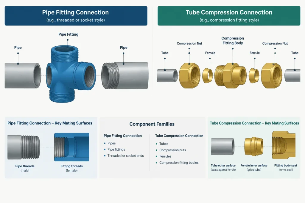 Pipe vs. Tube in Piping CAD: Size, Wall, Connections, and Model Control piping engineering illustration