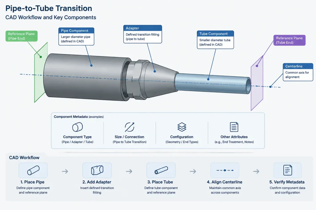 Pipe vs. Tube in Piping CAD: Size, Wall, Connections, and Model Control piping engineering illustration