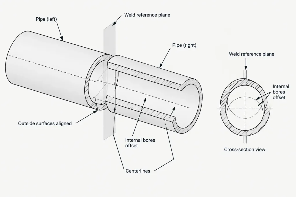 Pipe Wall Eccentricity and Concentricity: Why the Bore May Not Match the OD Centerline piping engineering illustration