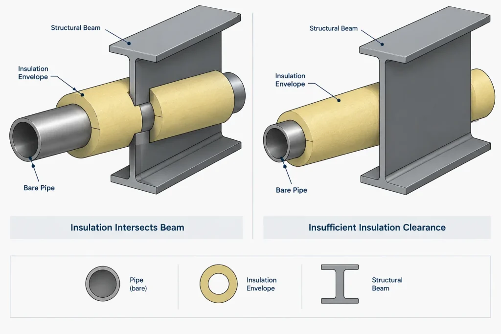 Piping CAD Clash Detection: Hard Clashes, Clearance Zones, and Review Workflow piping engineering illustration