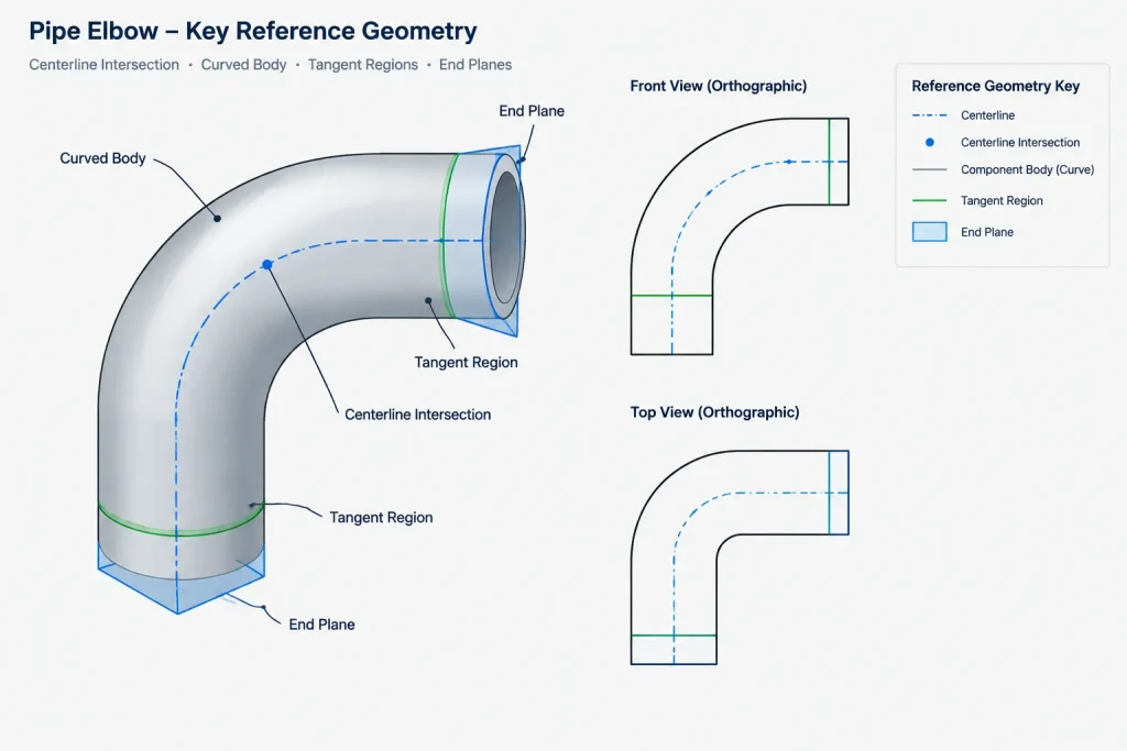 Piping CAD Datums: Centerlines, Face Planes, Weld Lines, and Equipment Interfaces piping engineering illustration