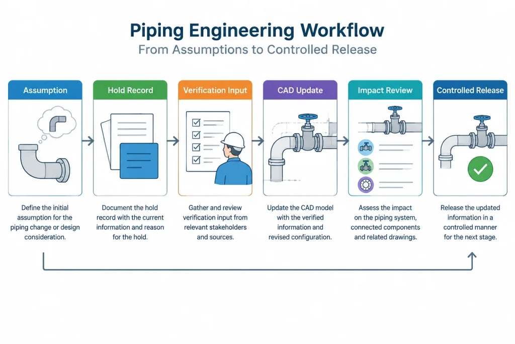 Piping CAD Holds: Controlling Unverified Dimensions, Vendor Data, and Field Information piping engineering illustration