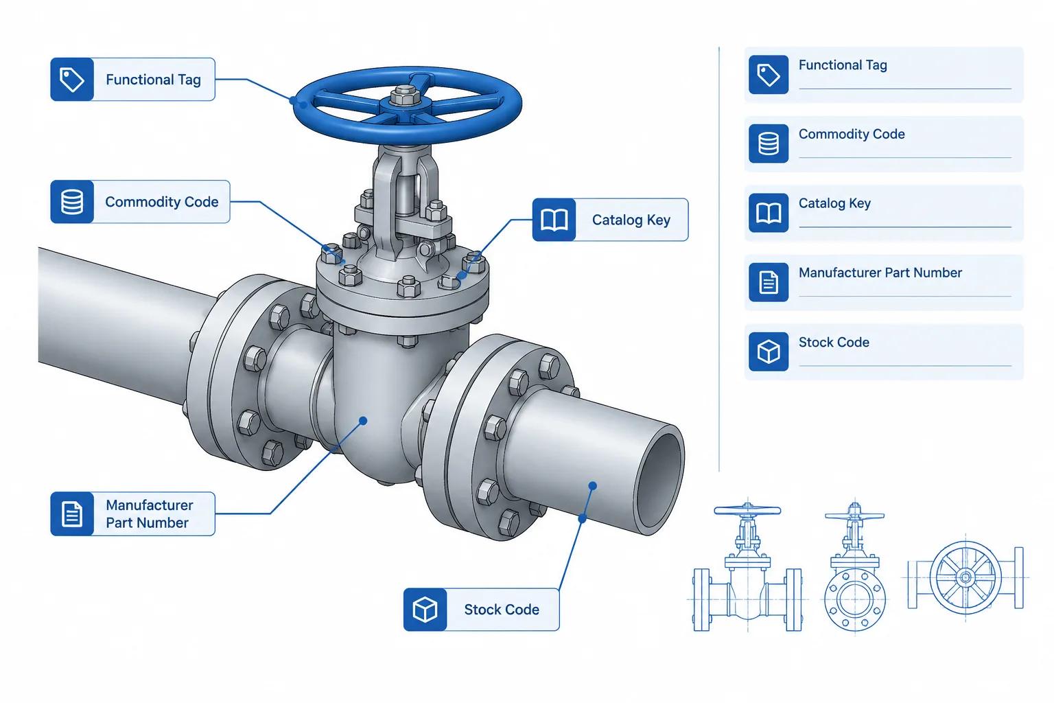 Piping Component Identification in CAD: Tags, Commodity Codes, Part Numbers, and Stock Codes