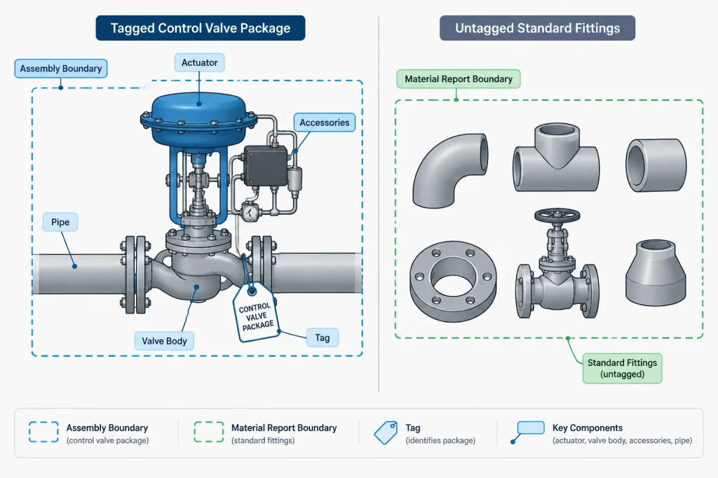 Piping Component Identification in CAD: Tags, Commodity Codes, Part Numbers, and Stock Codes piping engineering illustration