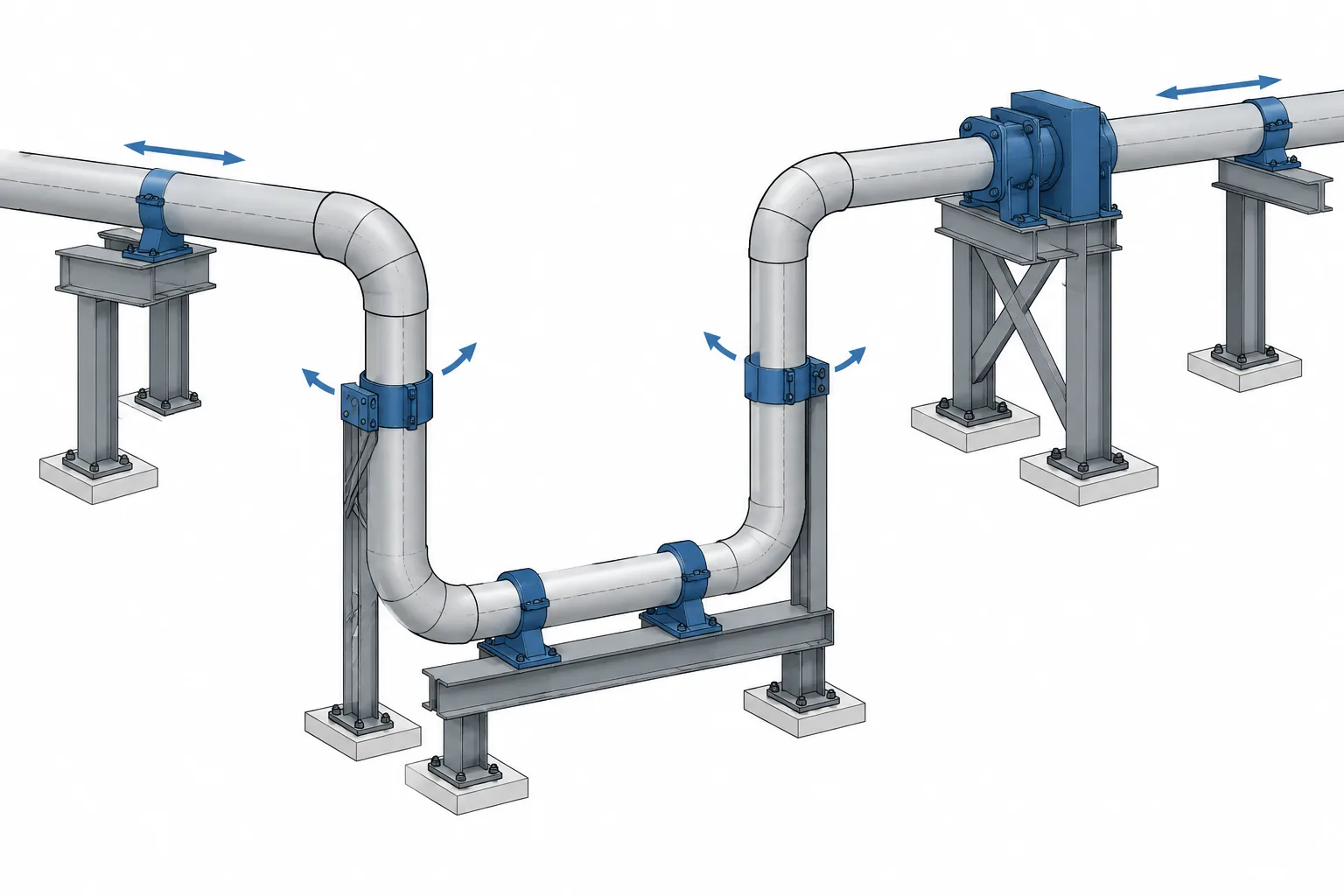 Piping Expansion Loops in CAD: Geometry, Anchors, Guides, and Movement Checks piping engineering illustration