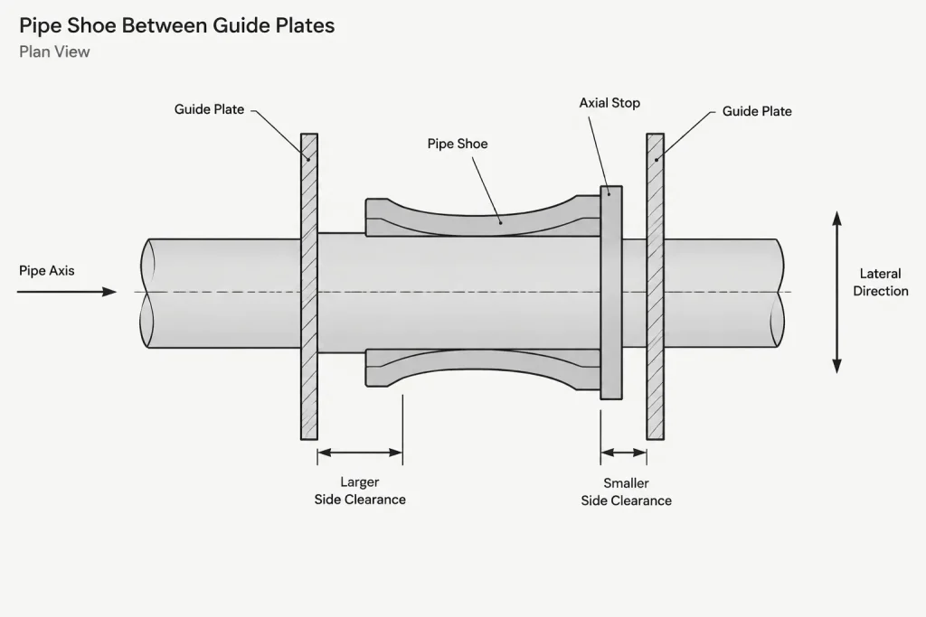 Piping Guide Gaps and Line Stops in CAD: Direction, Clearance, and Movement Control piping engineering illustration