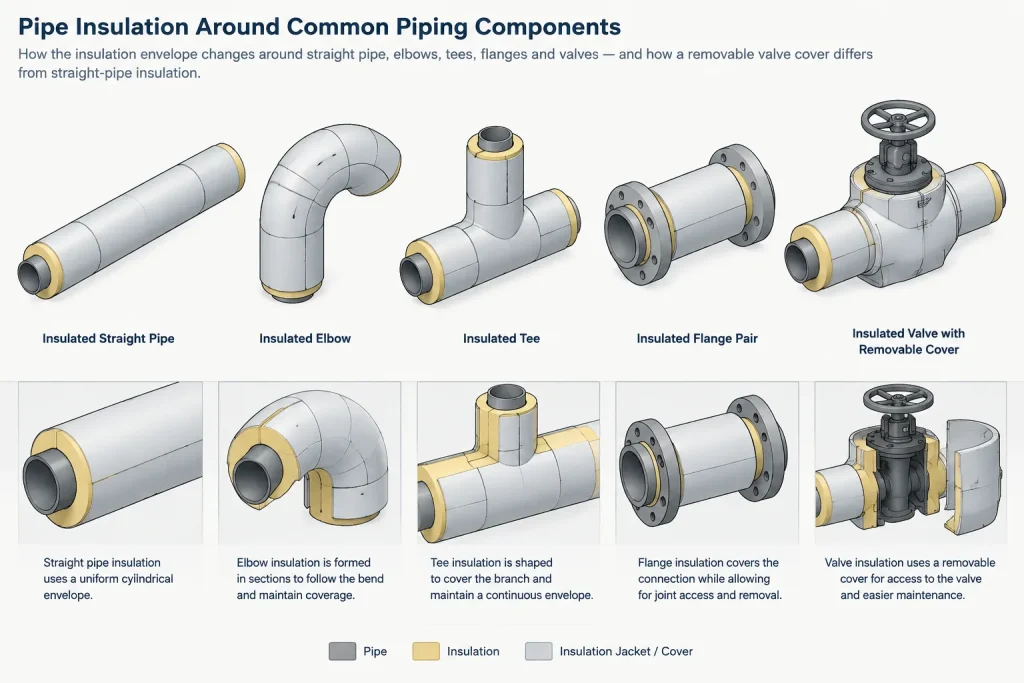 Piping Insulation in CAD: Thickness, Jacketing, Clearance, and Removable Covers piping engineering illustration