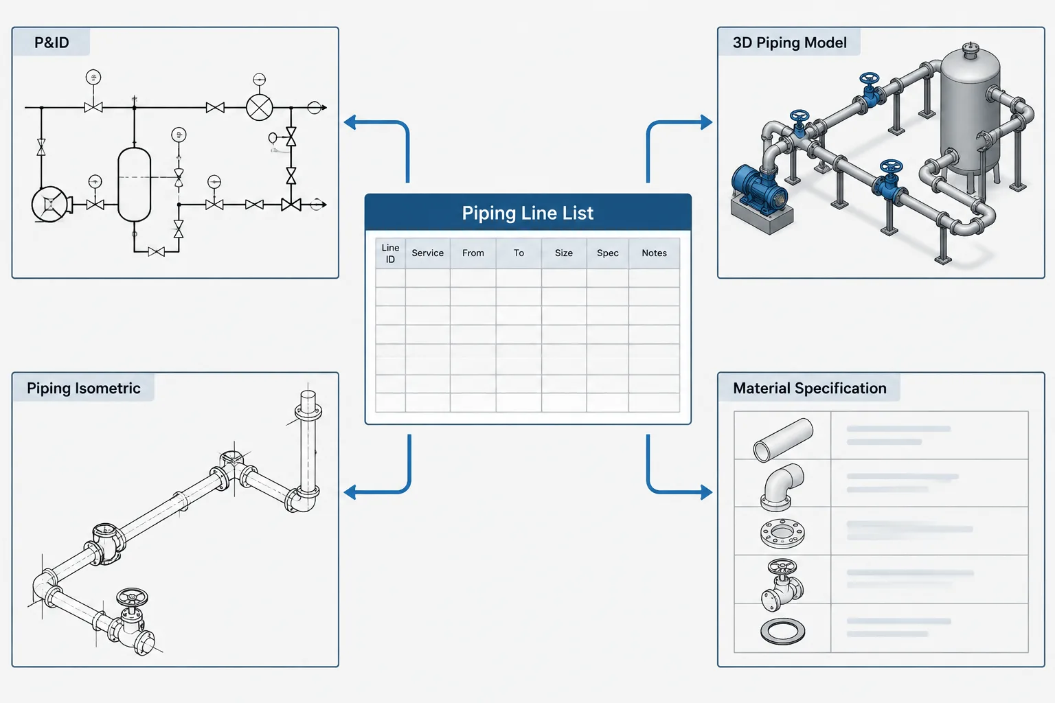 Piping Line List vs. P&ID, CAD Model, and Isometric: A Practical Data-Control Guide