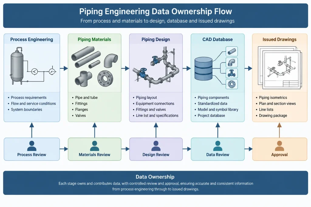 Piping Line List vs. P&ID, CAD Model, and Isometric: A Practical Data-Control Guide piping engineering illustration