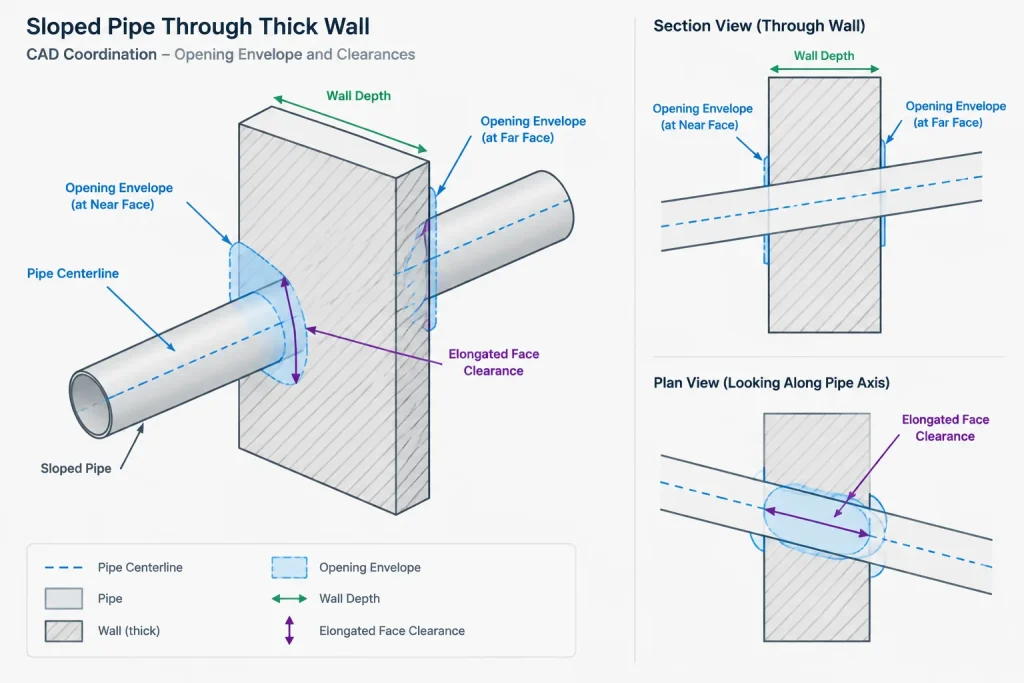 Piping Penetrations in CAD: Sleeves, Openings, Seals, and Coordination piping engineering illustration