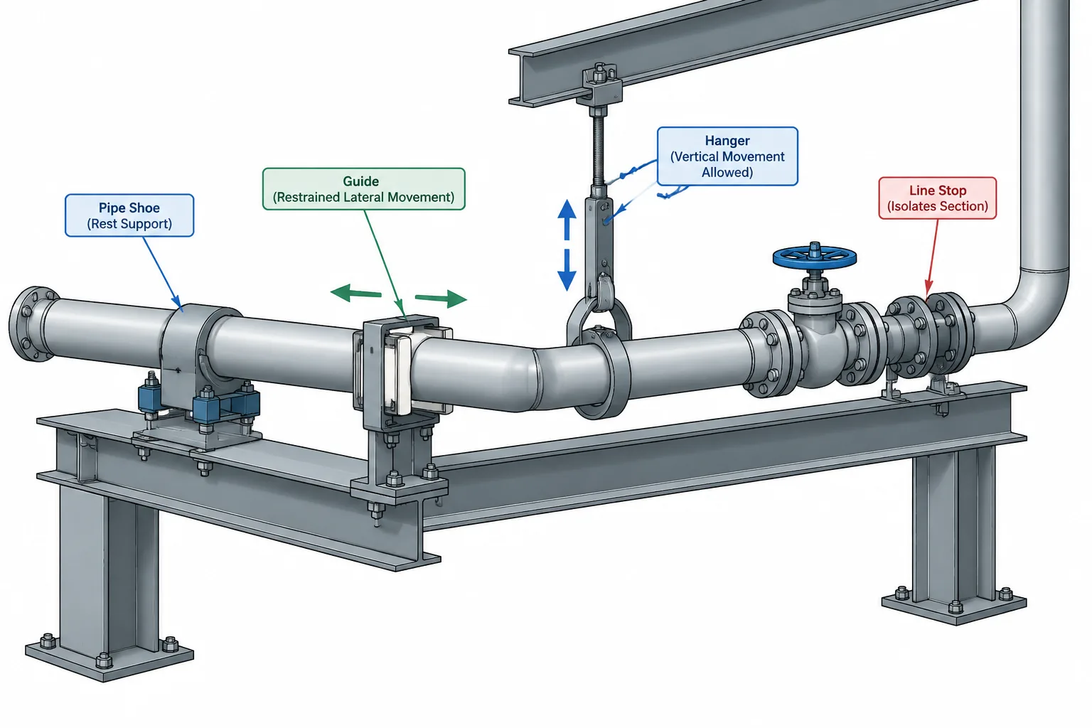 Piping Support Locations in CAD: Span, Load, Movement, and Coordination