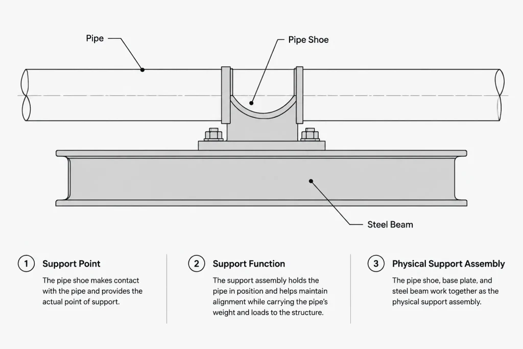 Piping Support Locations in CAD: Span, Load, Movement, and Coordination piping engineering illustration