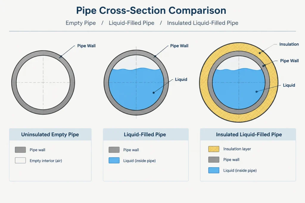 Piping Weight in CAD: Empty, Operating, Test, and Insulated Load Cases piping engineering illustration