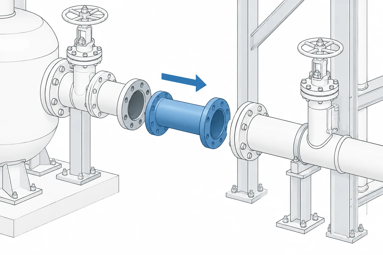 Removable Pipe Spools in CAD: Break Joints, Extraction Paths, and Maintenance Access