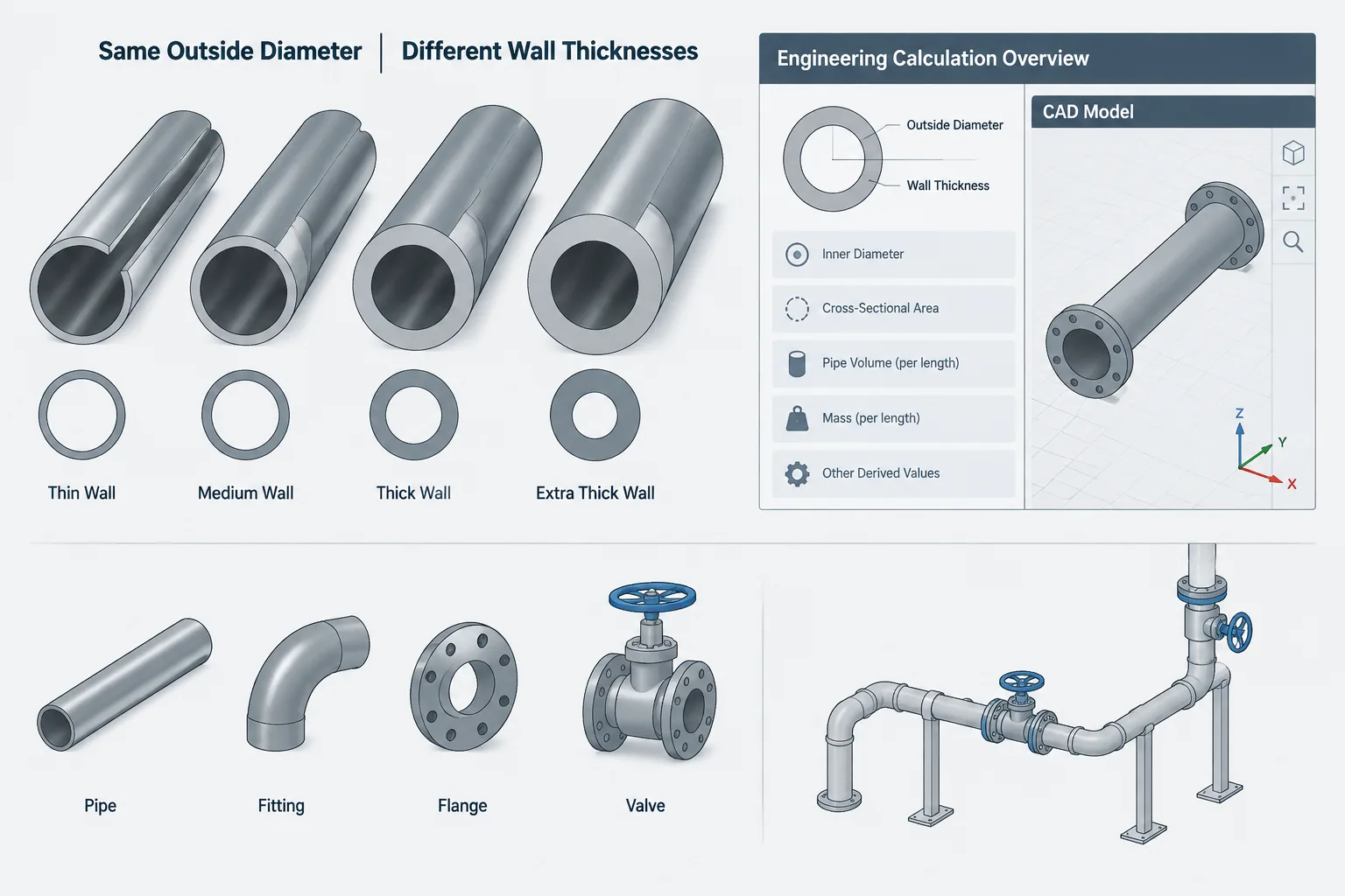 Required Pipe Wall vs. Selected Schedule: From Design Calculation to CAD Model
