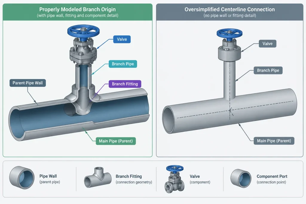 Small-Bore Piping Connections in CAD: Layout, Support, and Vibration Awareness piping engineering illustration