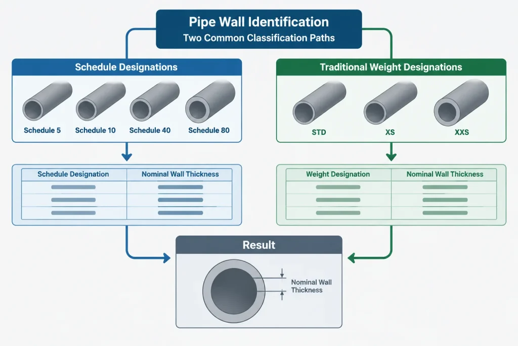 STD, XS, XXS, and Pipe Schedule: How Wall Designations Relate piping engineering illustration