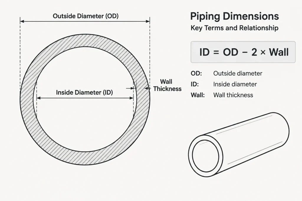 STD, XS, XXS, and Pipe Schedule: How Wall Designations Relate piping engineering illustration