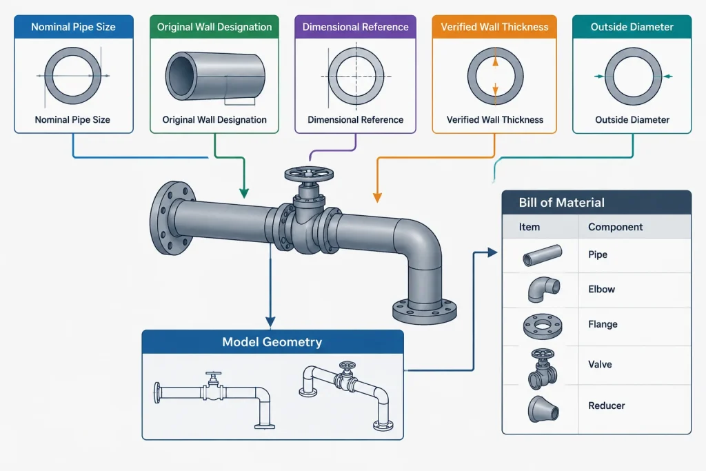 STD, XS, XXS, and Pipe Schedule: How Wall Designations Relate piping engineering illustration