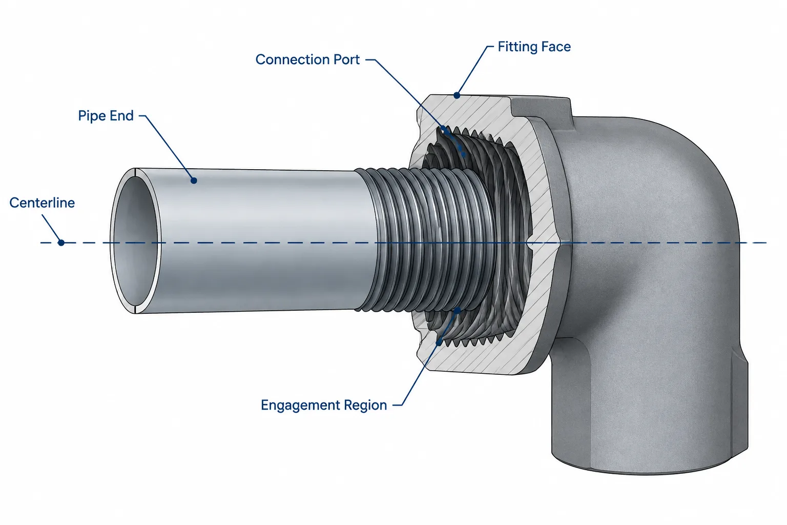 Threaded Pipe Joints in CAD: Engagement, Makeup, and Cut-Length Control