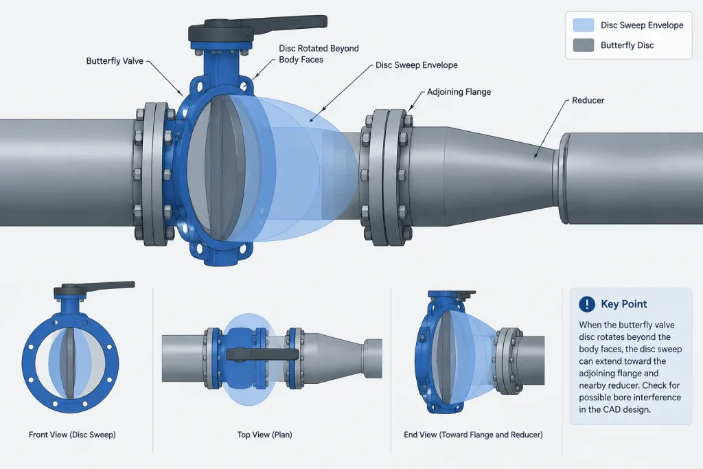 Wafer vs. Lug Butterfly Valves in Piping CAD: Bolting, Removal, and Layout Control piping engineering illustration