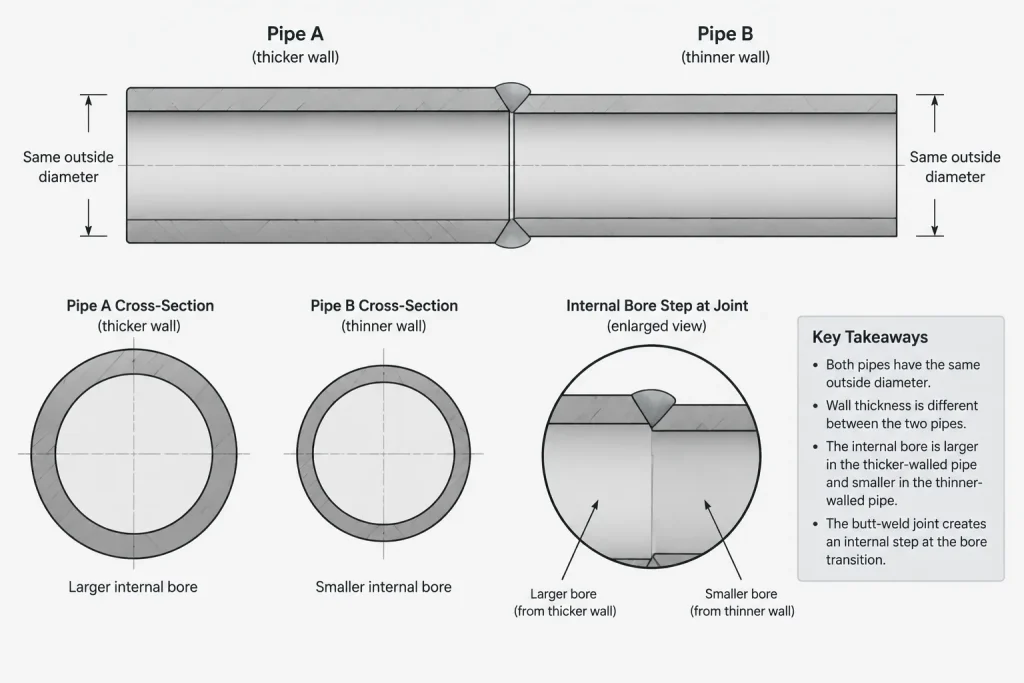 Why Pipe Outside Diameter Usually Stays the Same When Schedule Changes piping engineering illustration